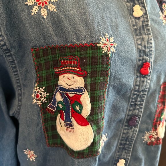 DRESS BARN Snowman Theme Denim Top - Picture 6 of 12